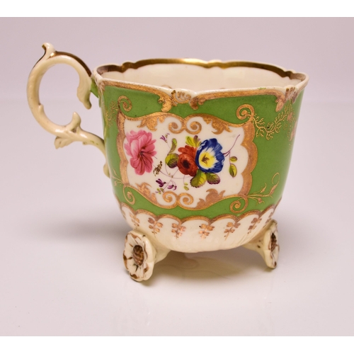 168 - H&R Daniel - A 'C'-scroll porcelain trio of a coffee cup, teacup and saucer, circa 1827-8, pattern 4... 