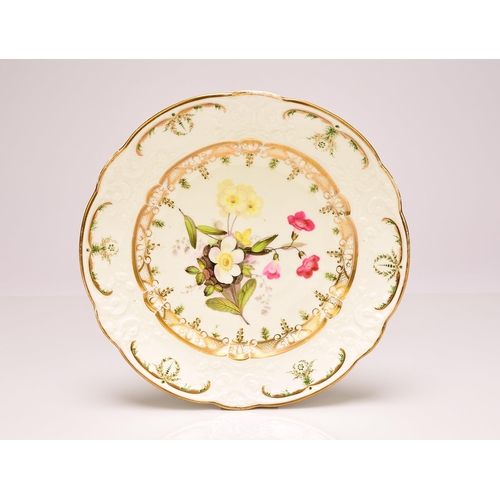 172 - A Swansea porcelain dessert plate, circa 1815-17, relief-moulded border, the central painting attrib... 