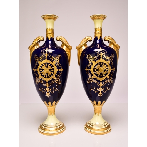 184 - A pair of Coalport landscape vases, circa 1900-1910 decorated with named views of Kingston Bridge an... 