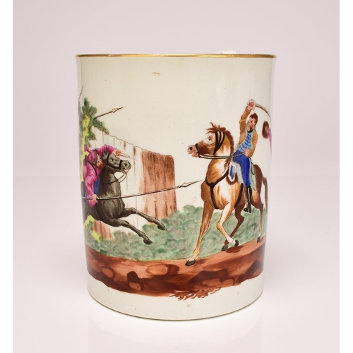 188 - Napoleonic Interest - A large Coalport mug, circa 1813 printed and hand coloured with a Cossack and ... 