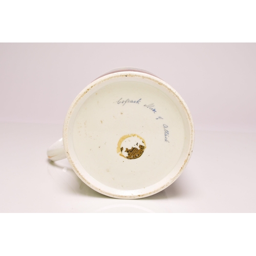 188 - Napoleonic Interest - A large Coalport mug, circa 1813 printed and hand coloured with a Cossack and ... 