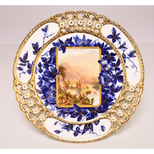 191 - A Coalport dessert service, circa 1870-80 comprising five plates and one low comport dish, finely de... 