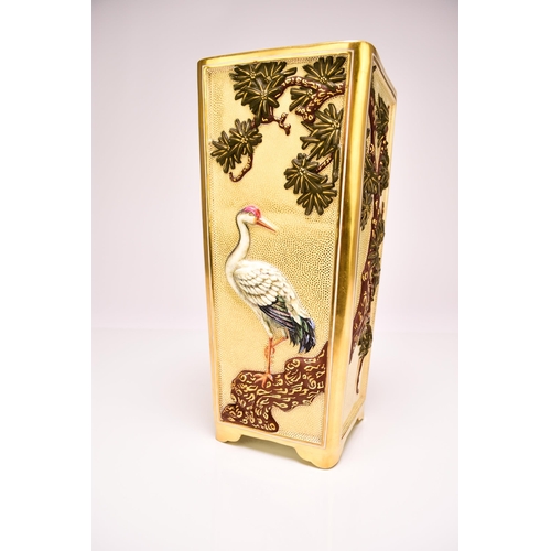 192 - A Coalport 'Aesthetic Movement' Japanese influence vase, circa 1885, of canted form with rectangular... 