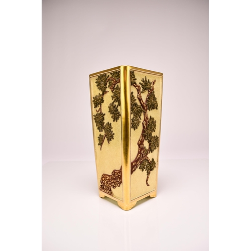 192 - A Coalport 'Aesthetic Movement' Japanese influence vase, circa 1885, of canted form with rectangular... 