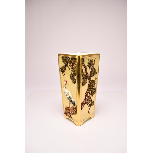 192 - A Coalport 'Aesthetic Movement' Japanese influence vase, circa 1885, of canted form with rectangular... 