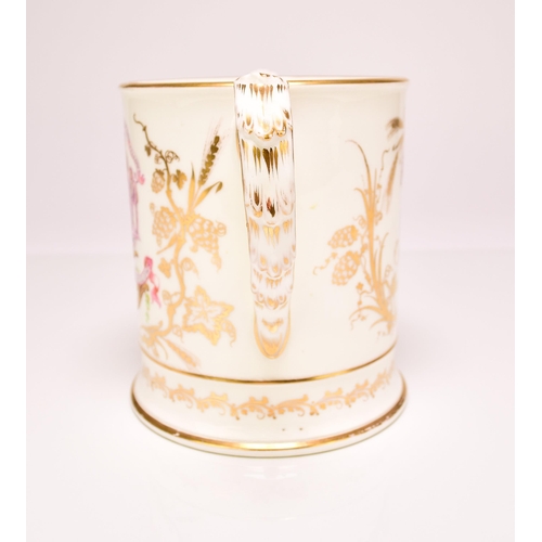 193 - A rare Coalport presentation loving cup, circa 1860 with feather moulded and gilt loop handles, prin... 