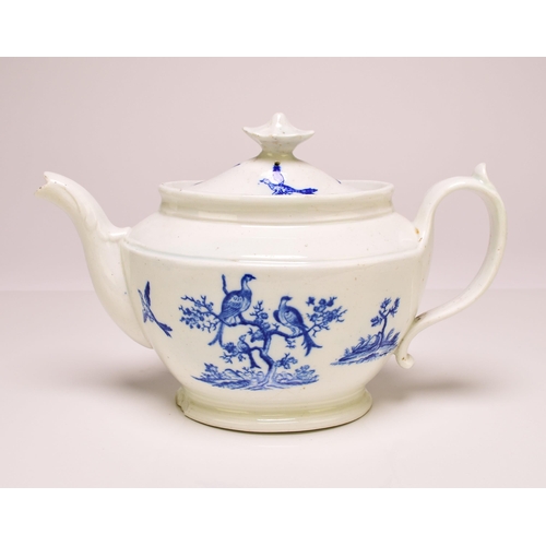 201 - A John Rose Coalport 'Birds in Branches' teapot and cover, circa 1810-15 transfer-printed in undergl... 