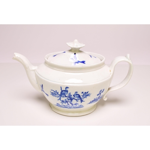 201 - A John Rose Coalport 'Birds in Branches' teapot and cover, circa 1810-15 transfer-printed in undergl... 