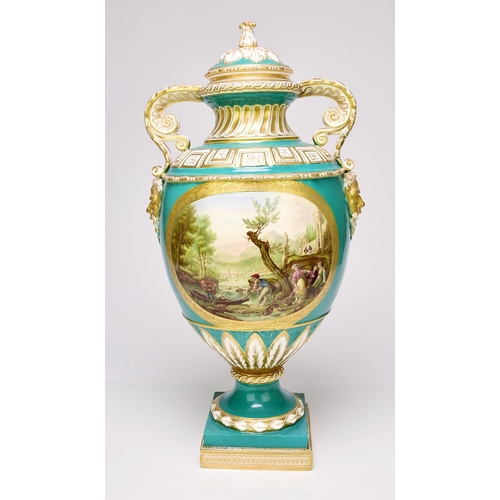 205 - A large Exhibition Quality Coalport vase and cover, circa 1855-60 of baluster form with a domed cove... 