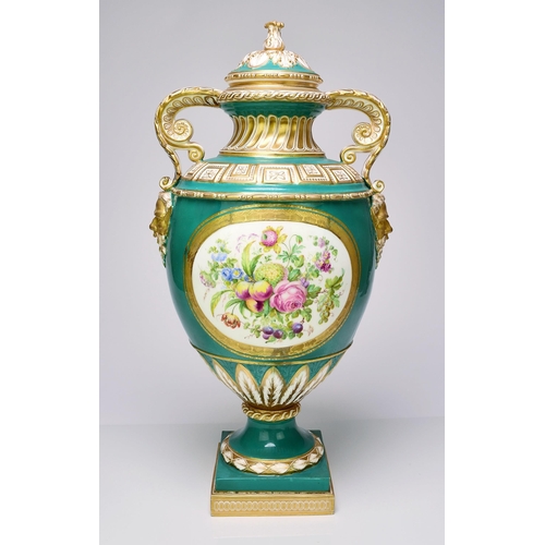 205 - A large Exhibition Quality Coalport vase and cover, circa 1855-60 of baluster form with a domed cove... 