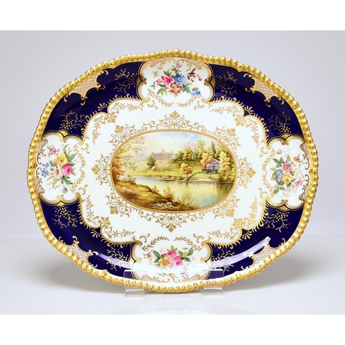 211 - An individually commissioned Coalport oval batwing tray for the Shropshire Horticultural Society, da... 