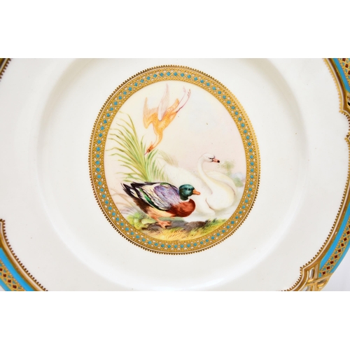 236 - A good quality Coalport cabinet plate, circa 1865-71 the pierced turquoise and gilt border applied w... 