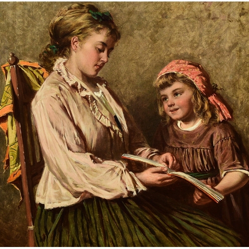 256 - Edwin Thomas Roberts (1840-1917) The Reading Lesson, monogrammed and dated '75 lower right, oil on c... 