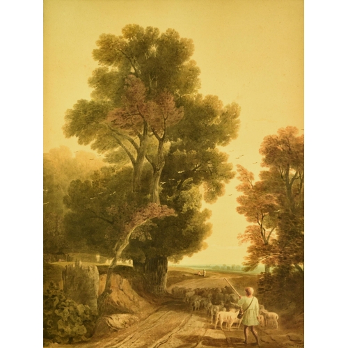 272 - John Varley (1778-1842) Shepherd Boy driving his flock along a country path, signed and dated 1806 l... 