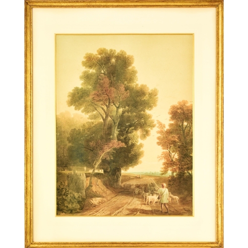 272 - John Varley (1778-1842) Shepherd Boy driving his flock along a country path, signed and dated 1806 l... 