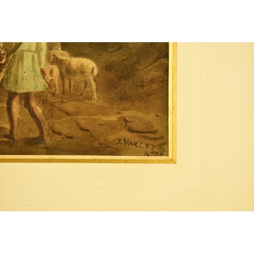 272 - John Varley (1778-1842) Shepherd Boy driving his flock along a country path, signed and dated 1806 l... 