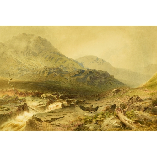 273 - George Arthur Fripp (1813-1896) Highland Landscape with an Eagle chasing a Rabbit down a burrow, sig... 