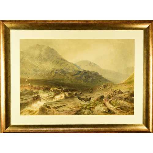 273 - George Arthur Fripp (1813-1896) Highland Landscape with an Eagle chasing a Rabbit down a burrow, sig... 