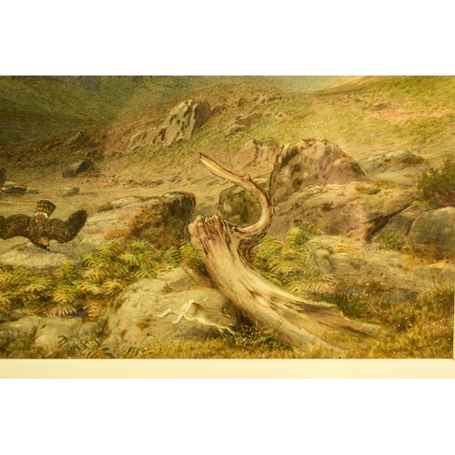 273 - George Arthur Fripp (1813-1896) Highland Landscape with an Eagle chasing a Rabbit down a burrow, sig... 