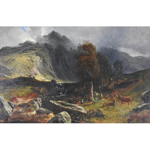 282 - Clarence Roe (1850-1909) Highland Landscape with deer grazing alongside a stream, signed and dated 1... 