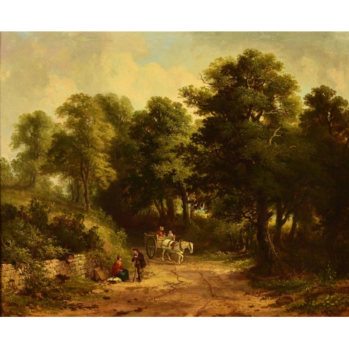 288 - British School (19th Century) Mother and Child Driving a Horse and Cart along a Country Track, oil o... 