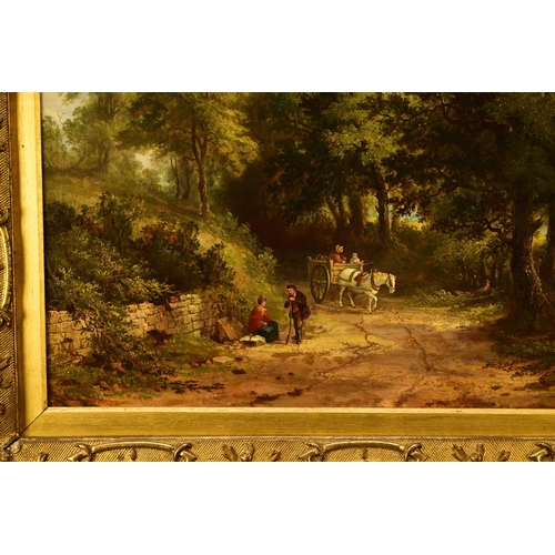 288 - British School (19th Century) Mother and Child Driving a Horse and Cart along a Country Track, oil o... 