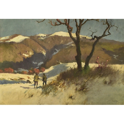 292 - Antal Neogrady (1861-1942) Hunters in a Winter Landscape, signed lower right, oil on canvas, 75 x 10... 