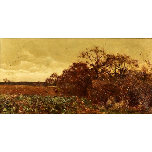 305 - Edward Wilkins Waite (1854-1924) Hunt in Pursuit across the fields in an Autumnal Landscape, signed ... 