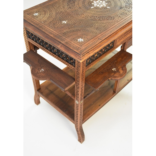 313 - A late 19th century Syrian hardwood rectangular centre/occasional table, inlaid with camel bone and ... 