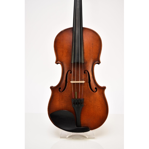 318 - An English violin by and labelled Walter H. Mayson, Manchester, A.D. 1880 Inscribed in ink on the la... 