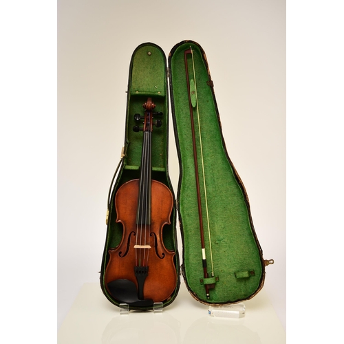 318 - An English violin by and labelled Walter H. Mayson, Manchester, A.D. 1880 Inscribed in ink on the la... 