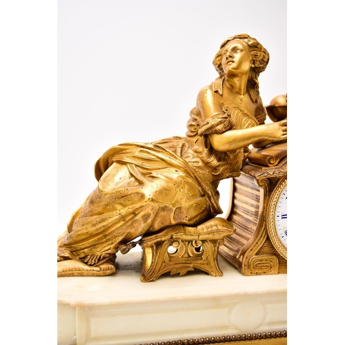 321 - A French ormolu and marble figural mantel clock, 19th century The movement stamped Japy Freres The 3... 