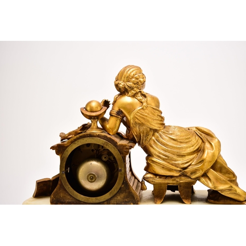 321 - A French ormolu and marble figural mantel clock, 19th century The movement stamped Japy Freres The 3... 