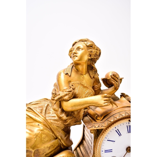 321 - A French ormolu and marble figural mantel clock, 19th century The movement stamped Japy Freres The 3... 