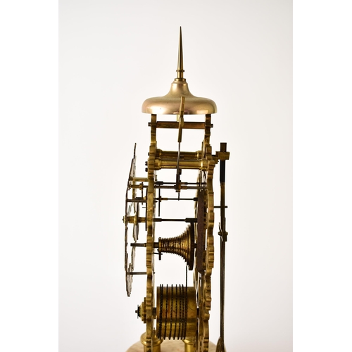 323 - A large 19th-century lacquered brass skeleton clock with original dome Signed on the frame Gardner, ... 