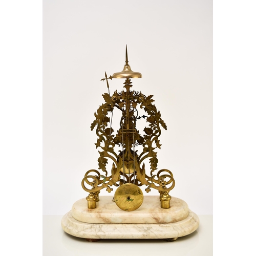 323 - A large 19th-century lacquered brass skeleton clock with original dome Signed on the frame Gardner, ... 