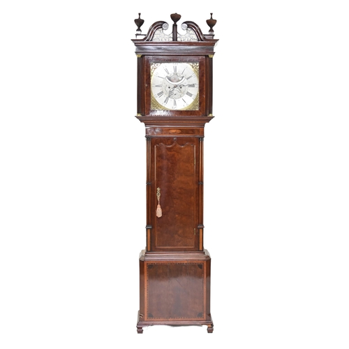 330 - A George III inlaid mahogany brass dial longcase clock The dial signed Inego Lees, Middleton The hoo... 