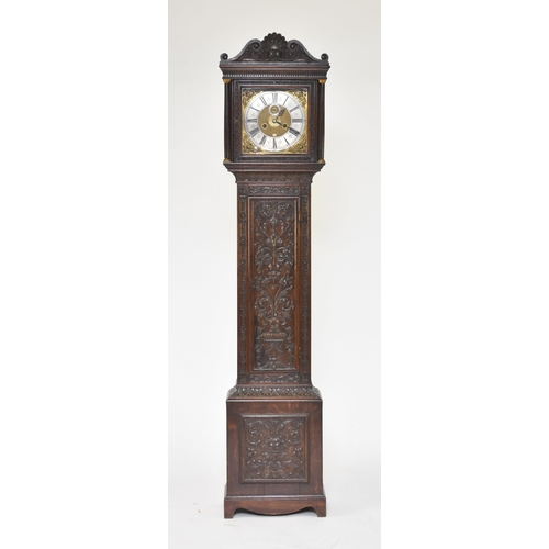 331 - A late 17th century oak brass dial longcase clock The dial signed John Andrews, Londini fecit The ca... 