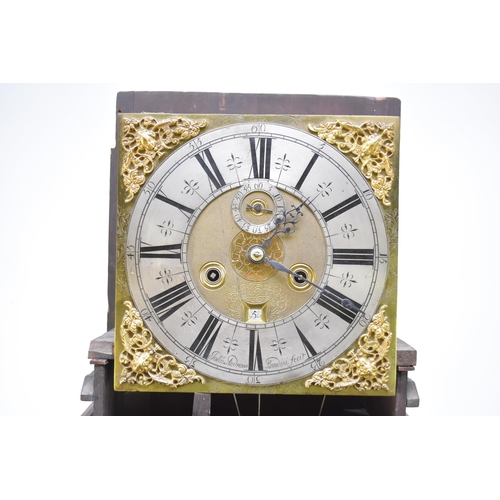 331 - A late 17th century oak brass dial longcase clock The dial signed John Andrews, Londini fecit The ca... 