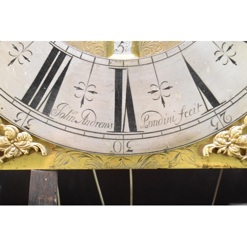 331 - A late 17th century oak brass dial longcase clock The dial signed John Andrews, Londini fecit The ca... 