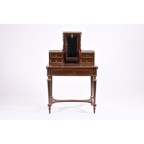 349 - A good Napoleon III, brass mounted and marquetry bonheur du jour Profusely inlaid and mounted with b... 