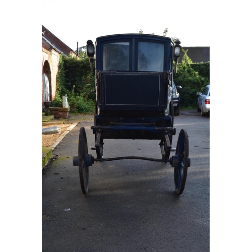 361 - A single Brougham type horse-drawn carriage, late 19th/early 20th century painted Royal blue and bla... 