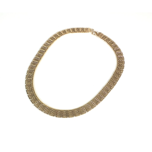 46 - A 9ct gold five bar link necklace, with bolt ring clasp, 39cm long, weight approx 28.6g