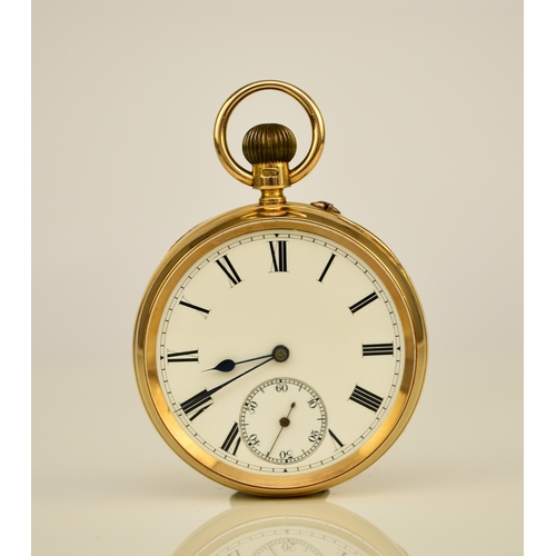 116 - An 18ct gold open face pocket watch Date: Circa 1901 Movement: Three-quarter plate, numbered 85063, ... 