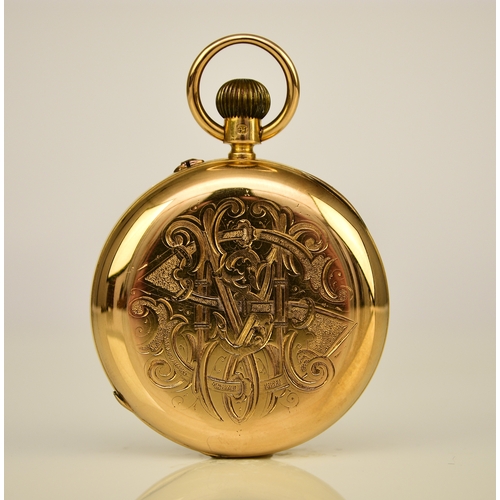 116 - An 18ct gold open face pocket watch Date: Circa 1901 Movement: Three-quarter plate, numbered 85063, ... 