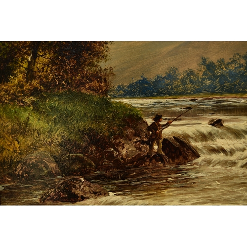 302 - William Henry Mander (1850-1922) Fishing on the River, Glamorganshire, signed lower left, titled ver... 