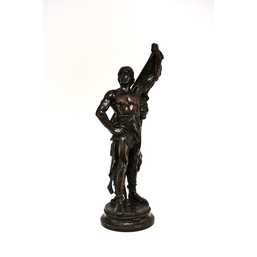 315 - After Eugene Marioton (1854-1933), 'Young Hercules', bronze The figure modelled standing and wrapped... 