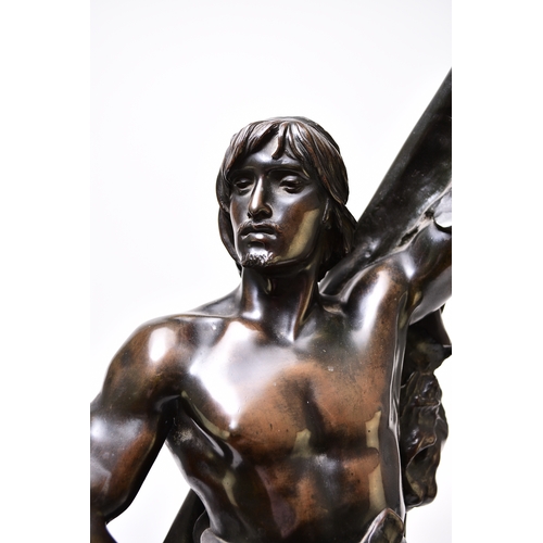 315 - After Eugene Marioton (1854-1933), 'Young Hercules', bronze The figure modelled standing and wrapped... 