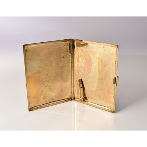 117 - A 9ct gold cigarette case, A E Poston & Co Ltd, Birmingham, date marked rubbed, the engine turned ca... 