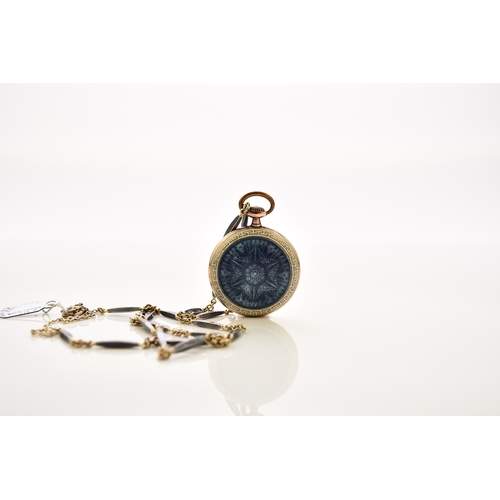 372 - A lady's silver-gilt and enamel fob watch on enamel chain, attributed to Boucheron Date: Circa 1925 ... 